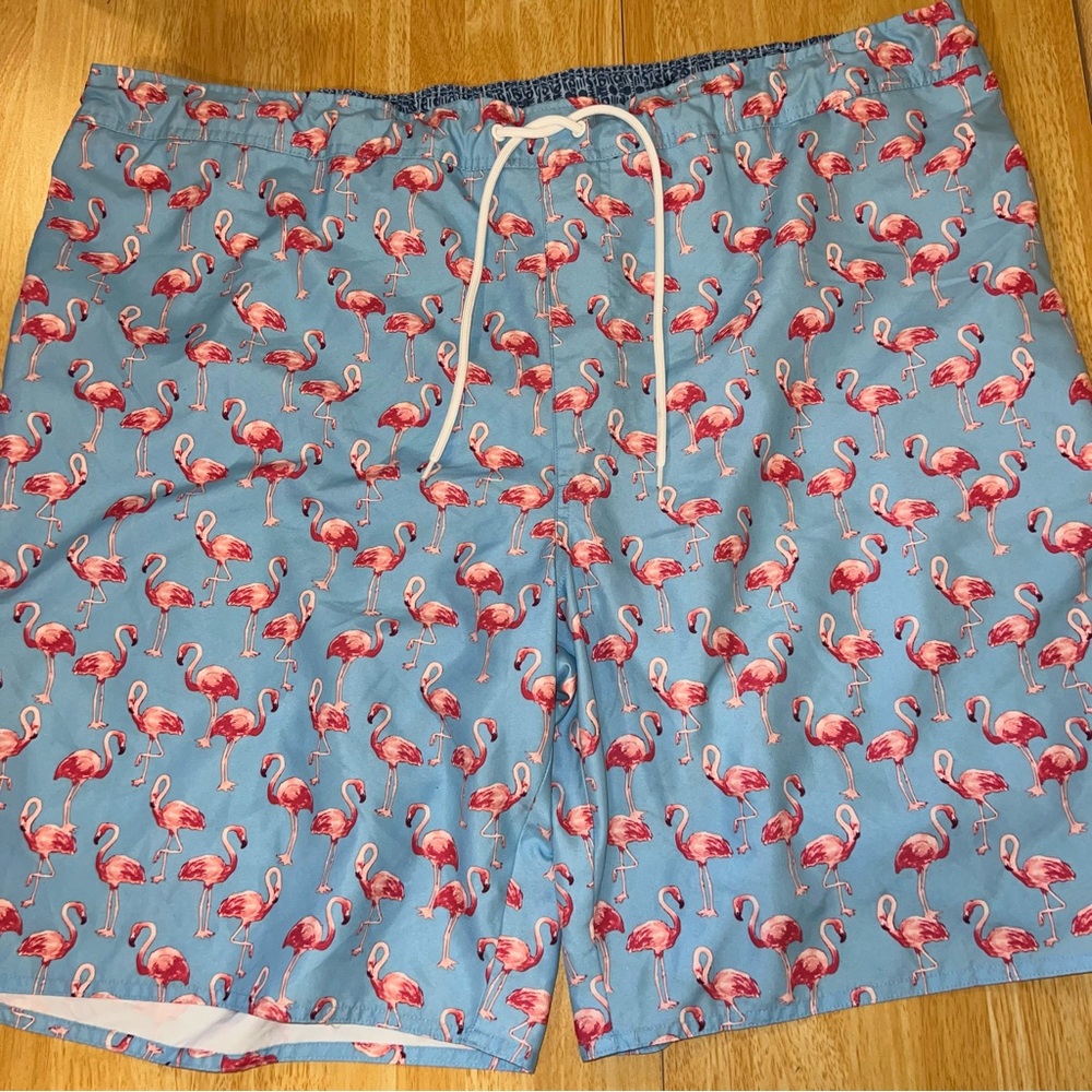 St. John's Bay Blue and Pink Flamingo Swim shorts 4X pockets